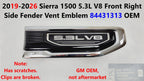Front Right Side Fender Vent Emblem for Sierra 1500 (2019–2026) 84431313