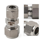 10mm x 12mm OD Tube Double Ferrule Coupling Connector Compression Fitting