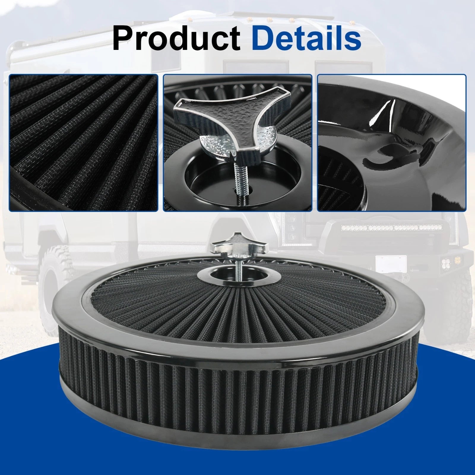 Round Air Cleaner Assembly for Chevy Ford 350 (Fits 14"x3")