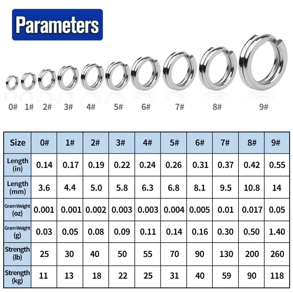 Fishing Connector Ring Set of 9 Stainless Steel