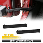 2X Black Heavy Duty Door Check Strap for Jeep Wrangler JK JL JT (2007–2021)