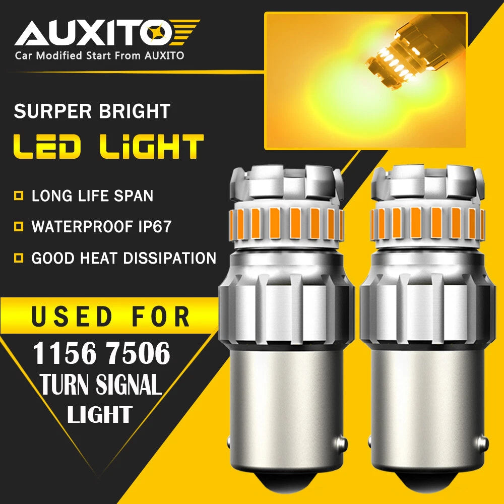 2X AUXITO 1156 7506 LED Turn Signal Light for US Vehicles (Error Free)