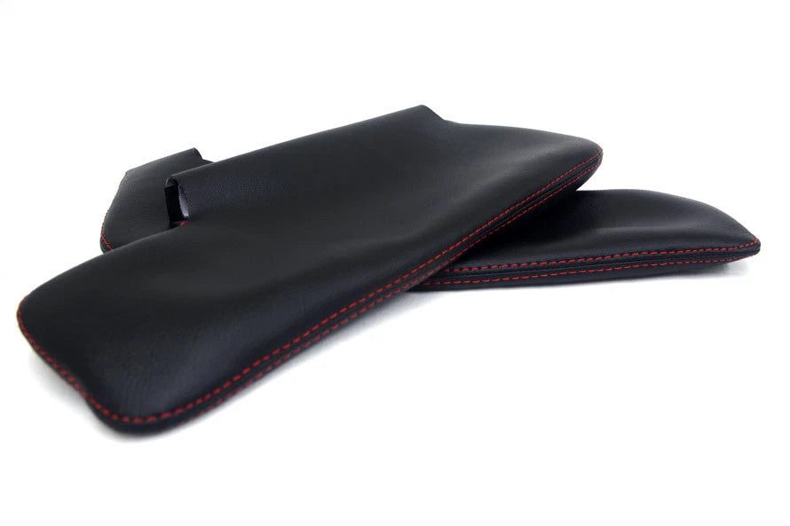Sunvisor Covers for Ford Mustang (2005–2009) Red Stitch Leather Synthetic