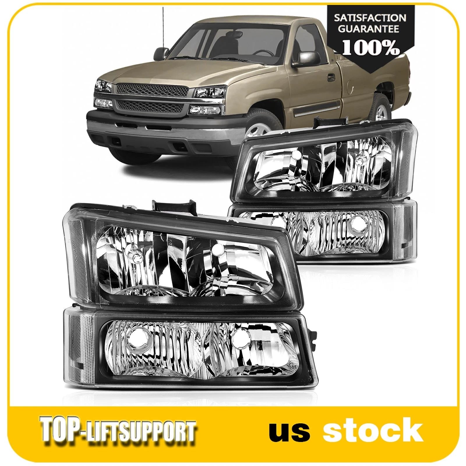 Pair Headlight Assembly for Chevrolet Silverado Avalanche (2003–2007)