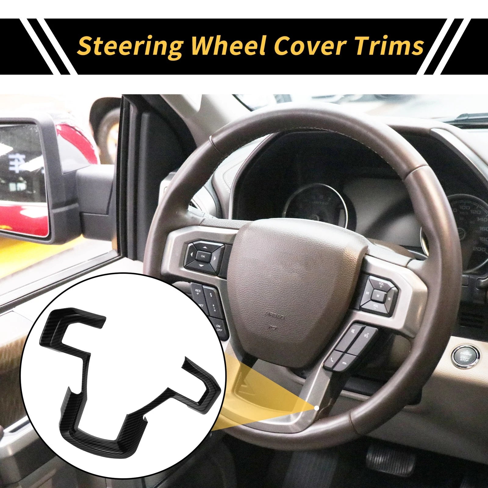 1 Pcs Carbon Fiber Steering Wheel Cover Trim for Ford F-150 (2015–2020)