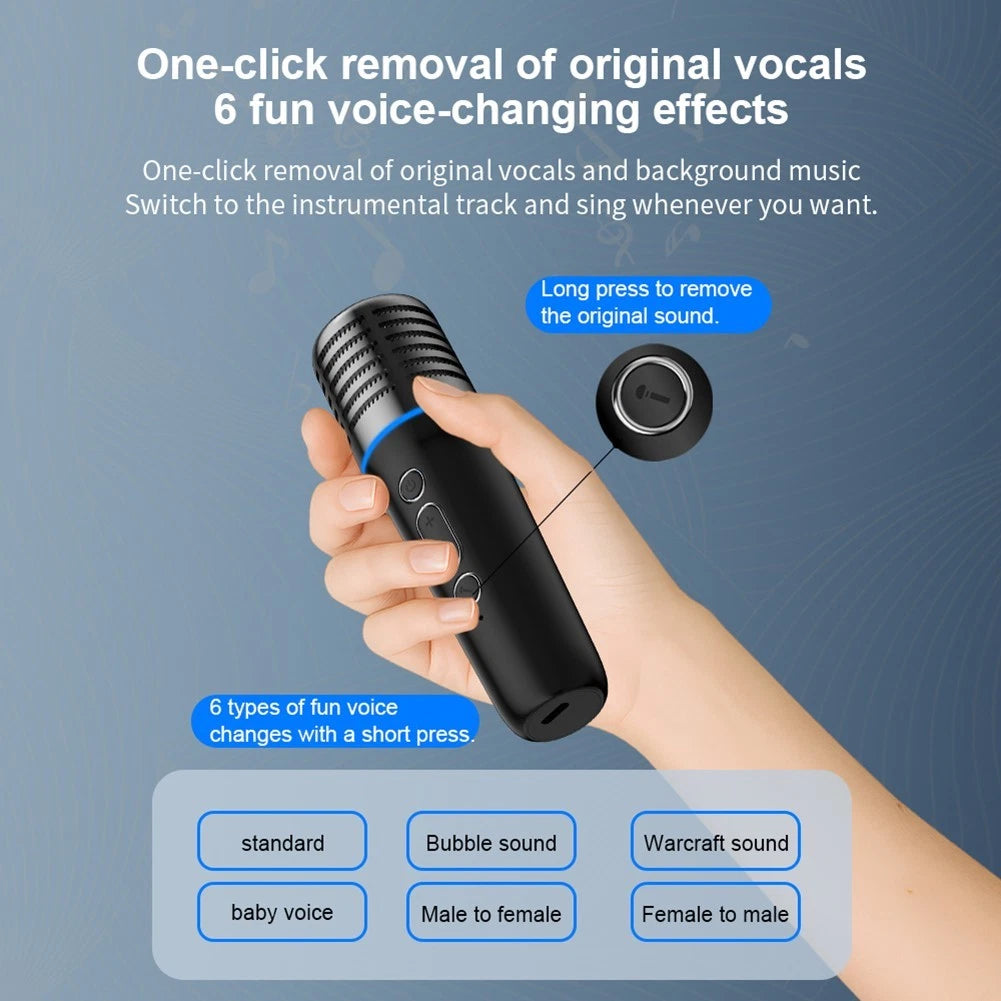 Bluetooth Karaoke Microphone MP3 Player FM Transmitter Charger for Universal (12V-24V)