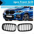 2pc Front Grill Grille Gloss Black for BMW X5 E70 X6 E71 (2007–2013)