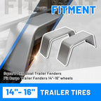 Pair of Square Trailer Fenders for 14" 15" 16" Wheels