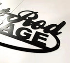 Vintage Hot Rod Garage Metal Sign Script for Universal (No Year)