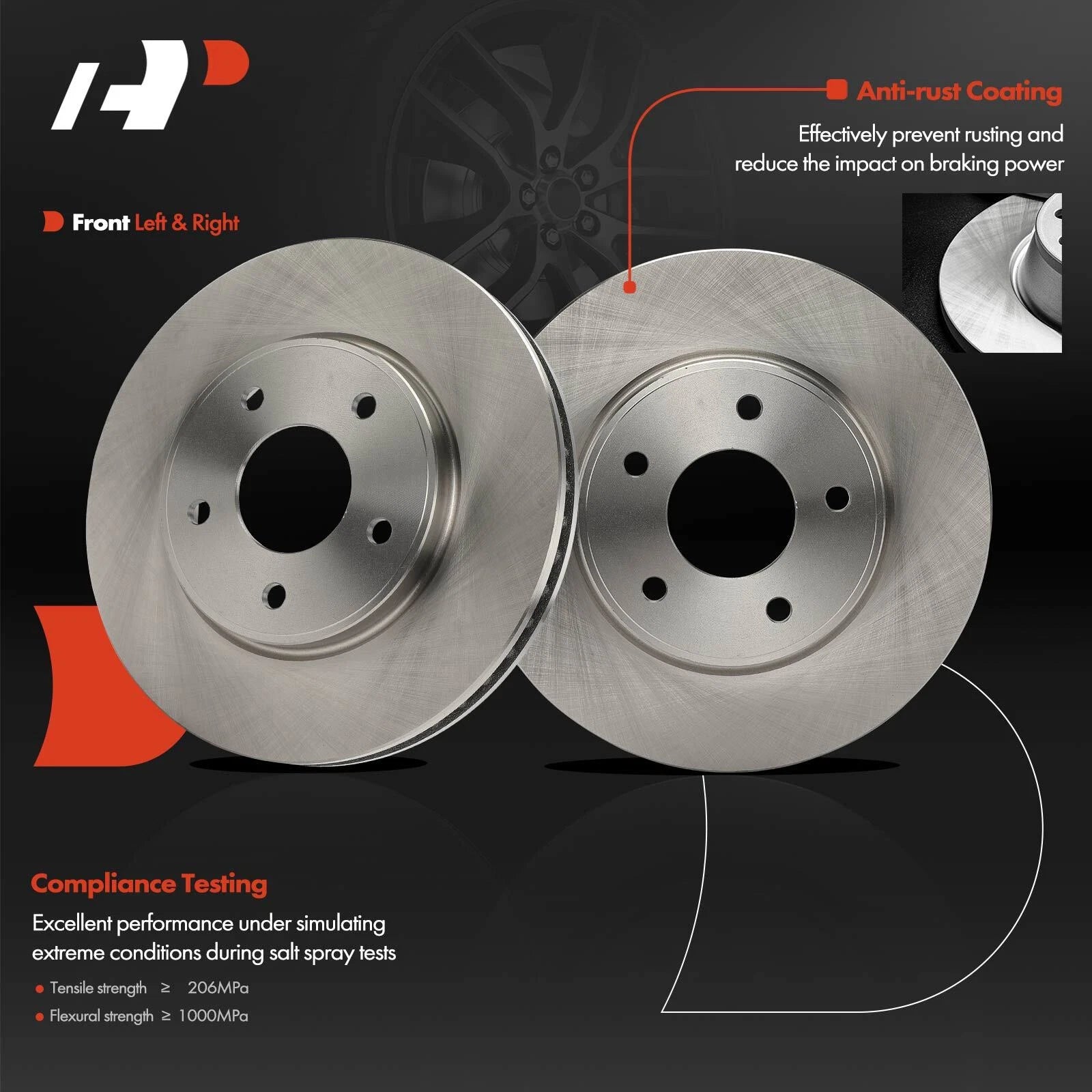Front Disc Brake Rotors & Ceramic Pads for Nissan NV200 (2013â2019, 2021)