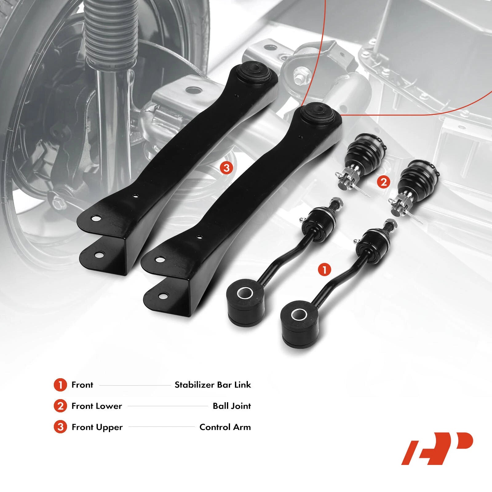 6X Front Control Arm, Ball Joint & Sway Bar for Jeep Wrangler TJ (1997–2006)