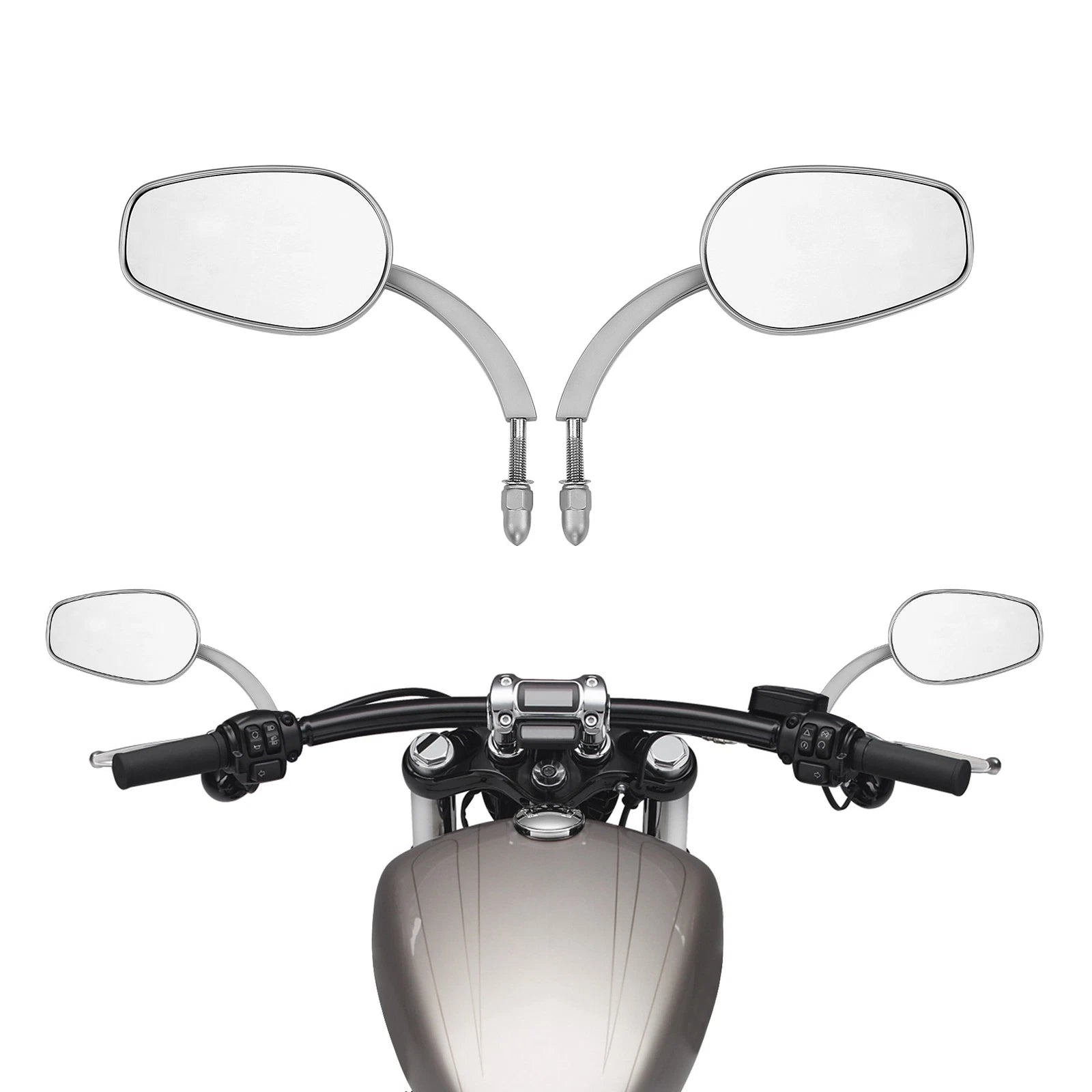 8mm Rearview Side Mirrors for Harley Touring Electra Road Glide Sportster Dyna
