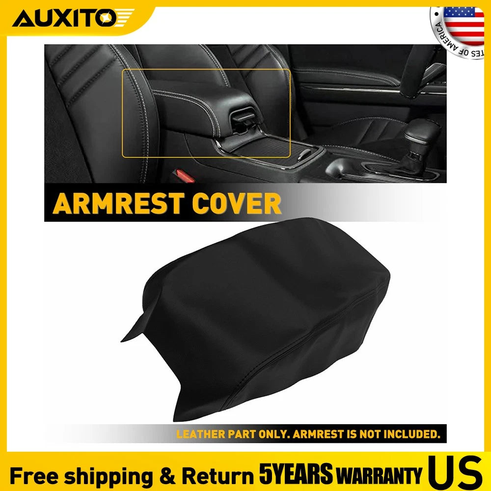 Soft Black Leather Console Box Lid Armrest Cover for Dodge Charger (2011–2023)
