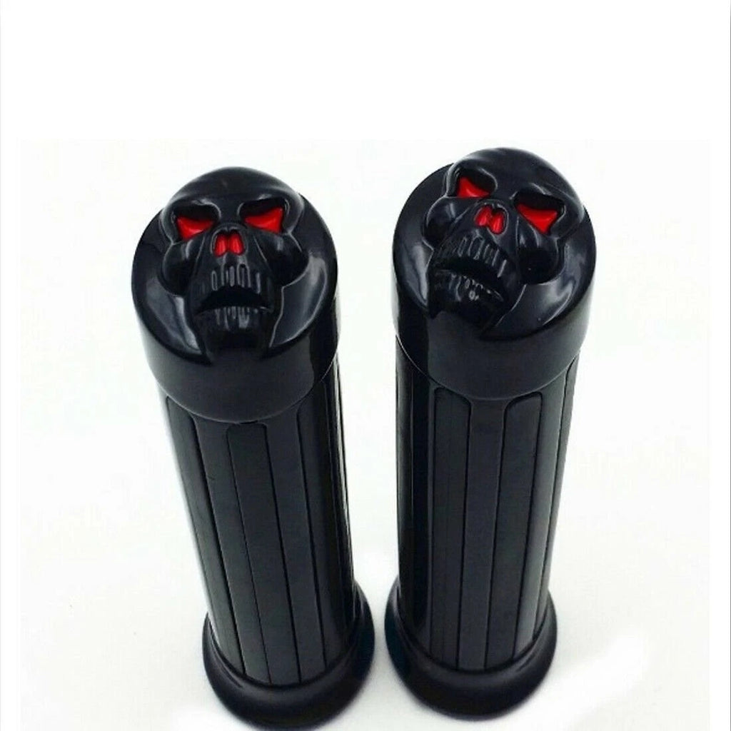 Black Skull Hand Grips for Harley Davidson Chopper Softail Dyna (25mm)