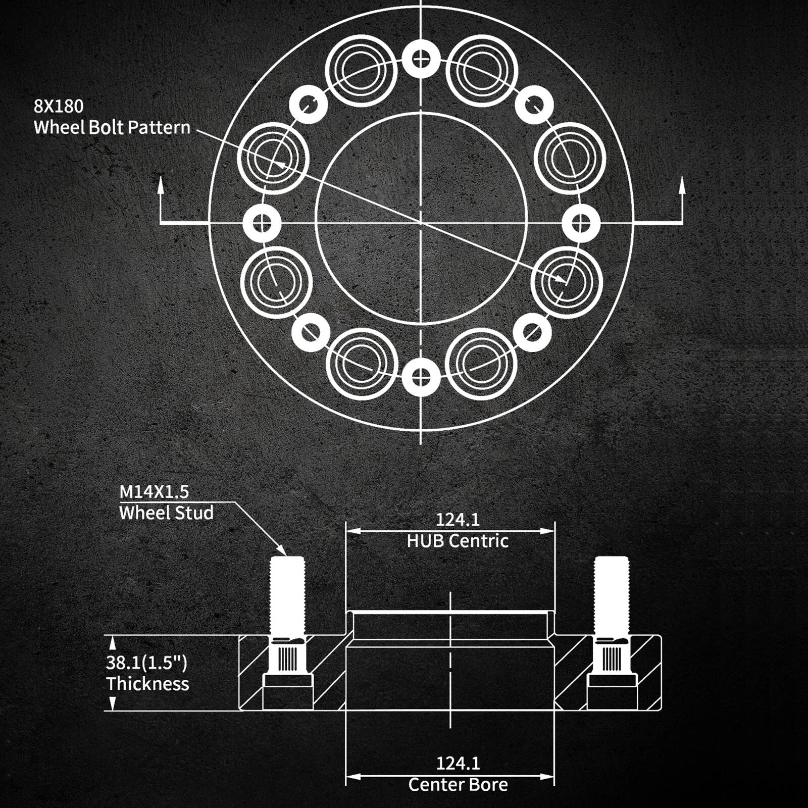 Set of 4 Hubcentric Wheel Spacers 1.5"/2" 8x180 for GMC Chevy Silverado 2500 3500