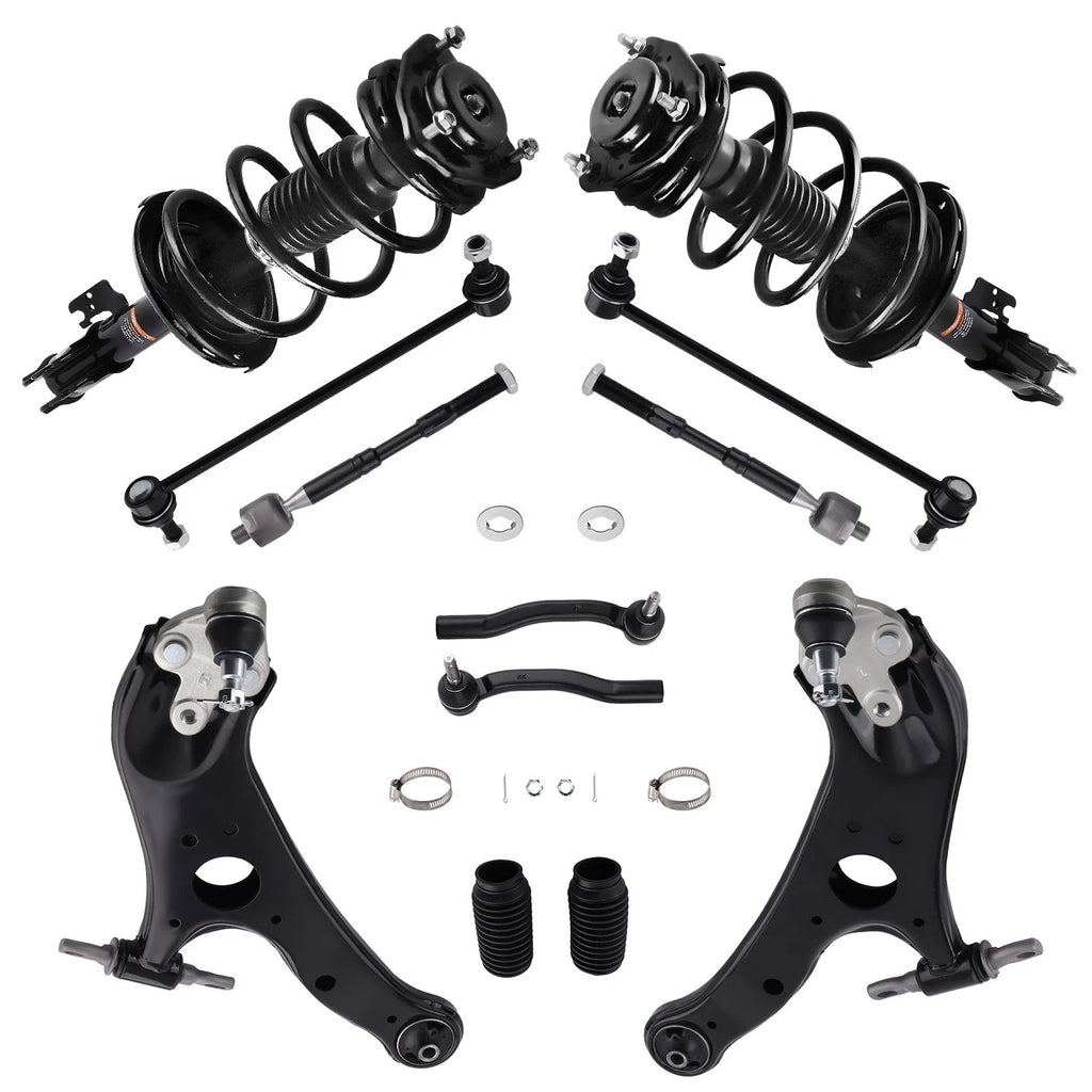 Suspension Set of 4 for Toyota Sienna (2011–2014) Front Struts, Shock, Sway Bar, Tie Rod