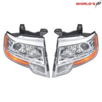Set of 2 Halogen Projector Headlights for Ford Expedition (2015–2017) Chrome Housing