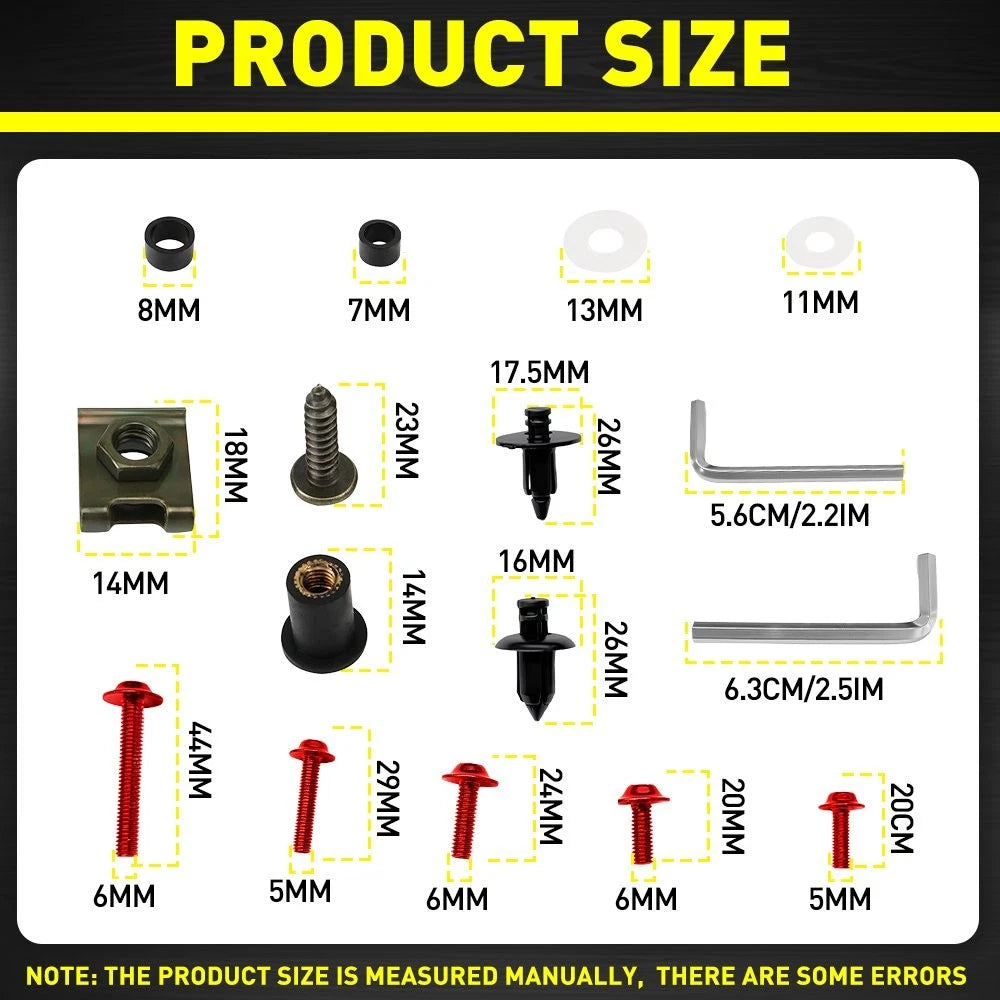 Complete Fairing Bolts Kit Red for Kawasaki Ninja ZX6R 636 ZX6RR (2003–2006)