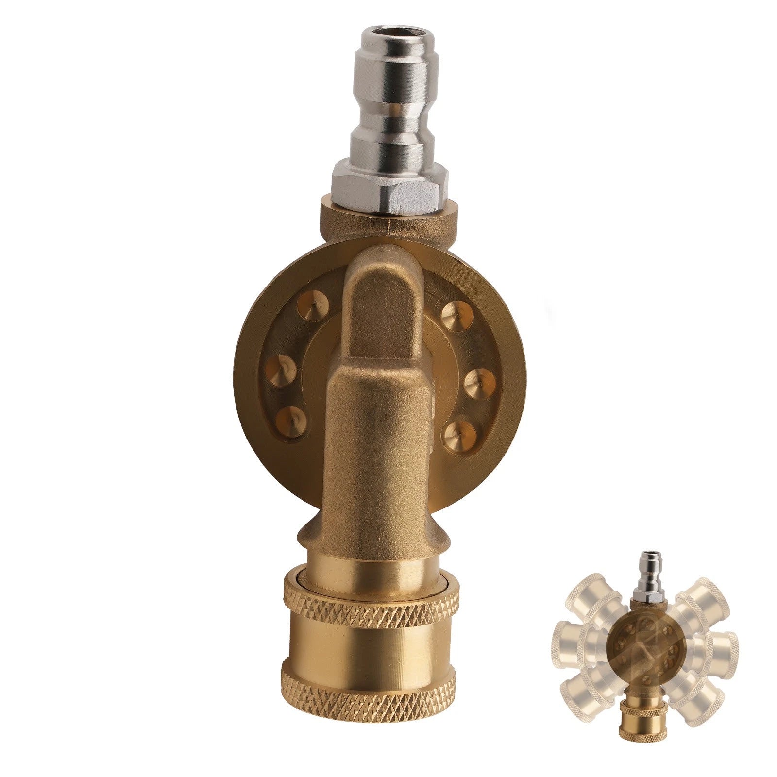 1/4" Pressure Washer Pivoting Adapter Coupler Quick Connect Brass (240°)