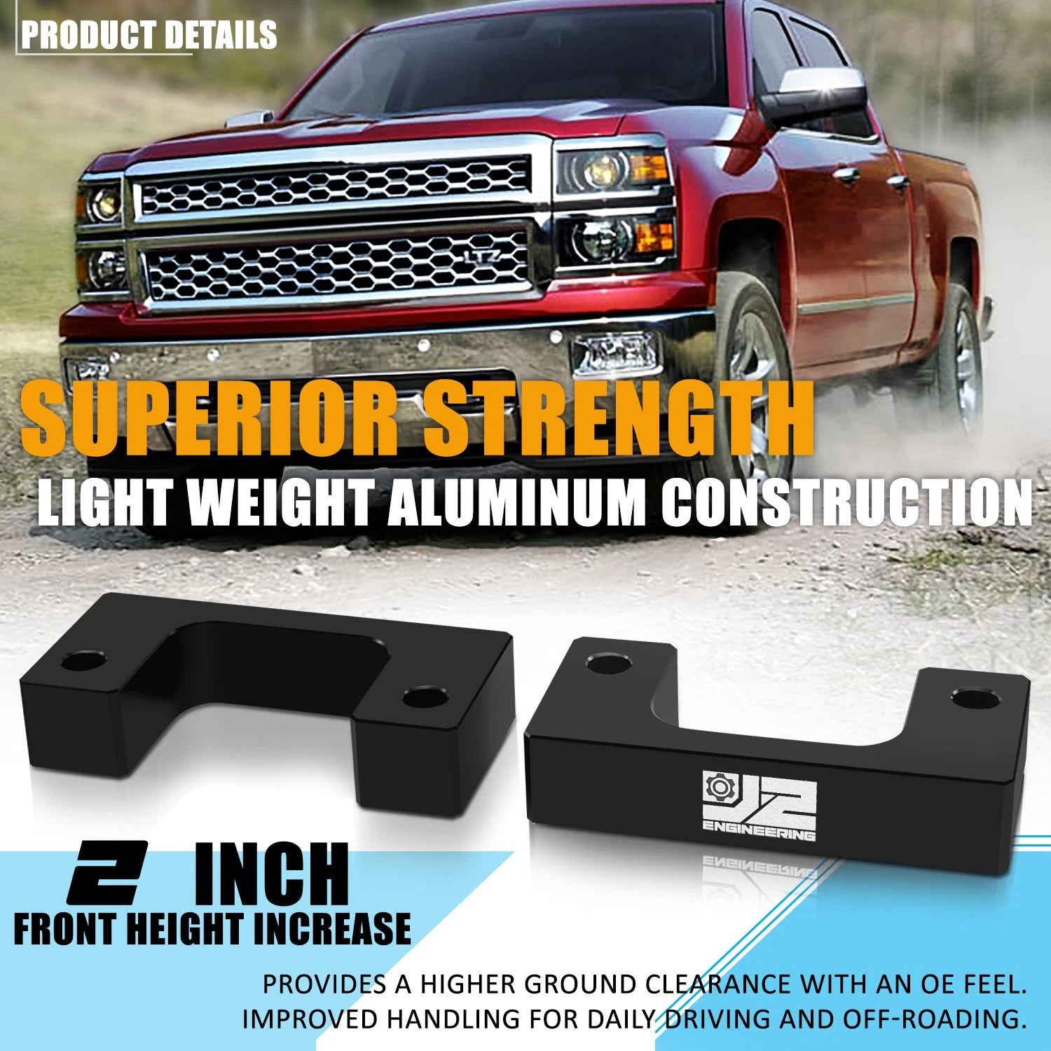 2" Front Leveling Lift Kit Spacers for Silverado/Sierra 1500 (2007–2022)