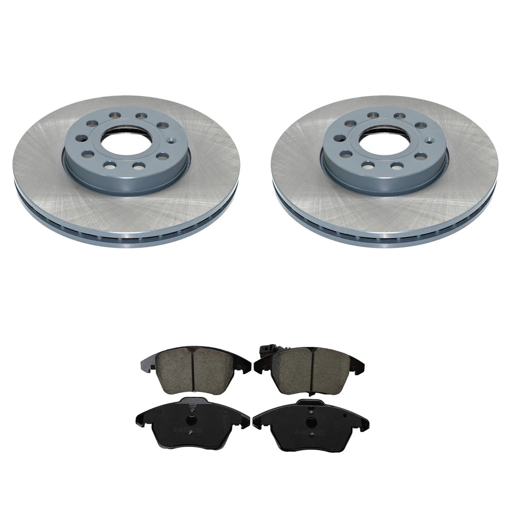DuraGo Front Rotors & Akebono EURO Ceramic Brake Pads Kit for Beetle Golf (FWD)