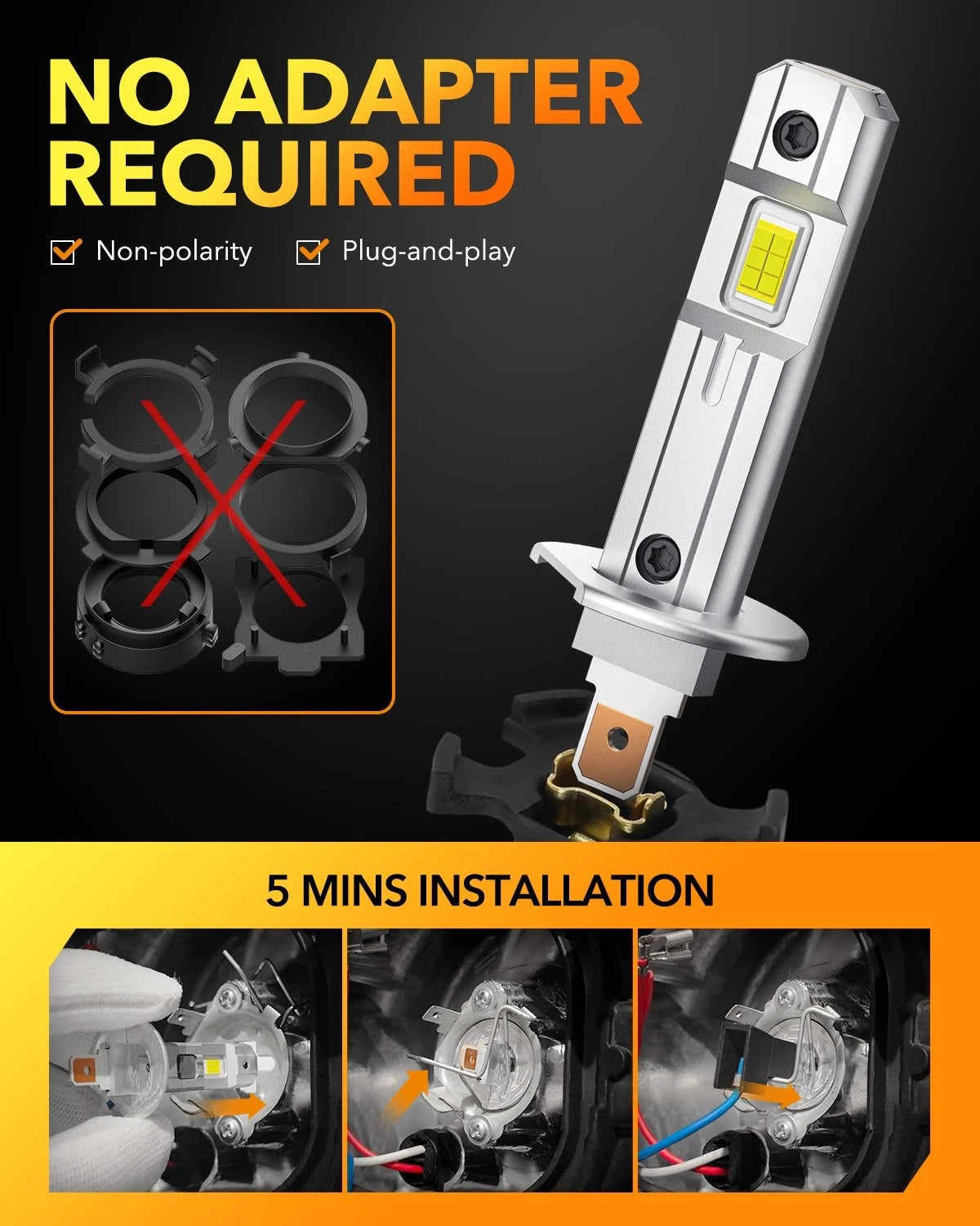 2X OXILAM LED Headlights Hi/Lo Beam 6500K 40000LM 200W for