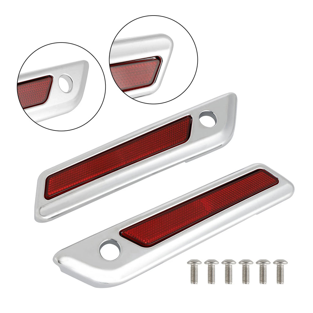 Saddlebag Latch Reflective Cover Chrome/Red for Harley Touring Road Glide (2014–2023)