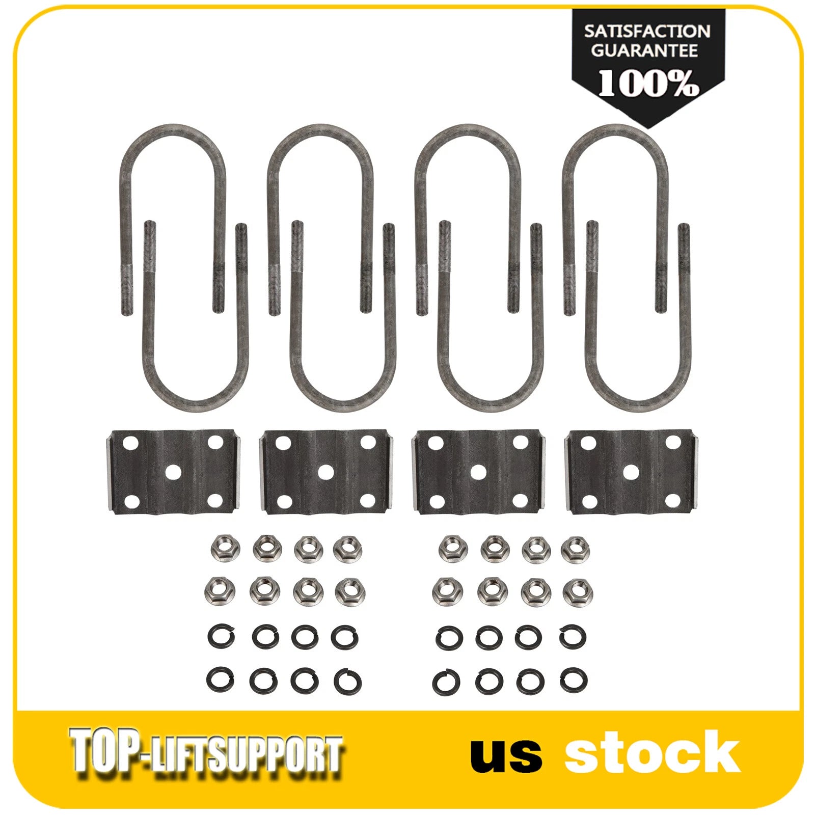 2 Pack U Bolt Kit for 3500lb Trailer Axle 3" Round 7" Long 1/2" Dia