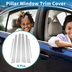 Set of 6 Door Pillar Window Trim for Mitsubishi Lancer (2002–2007) Silver Tone