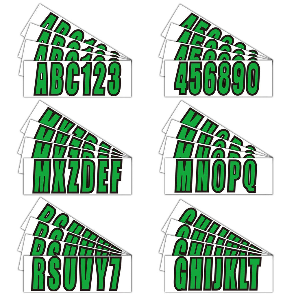 4X Custom 3" Green Boat Registration Numbers & Letters Decal Stickers