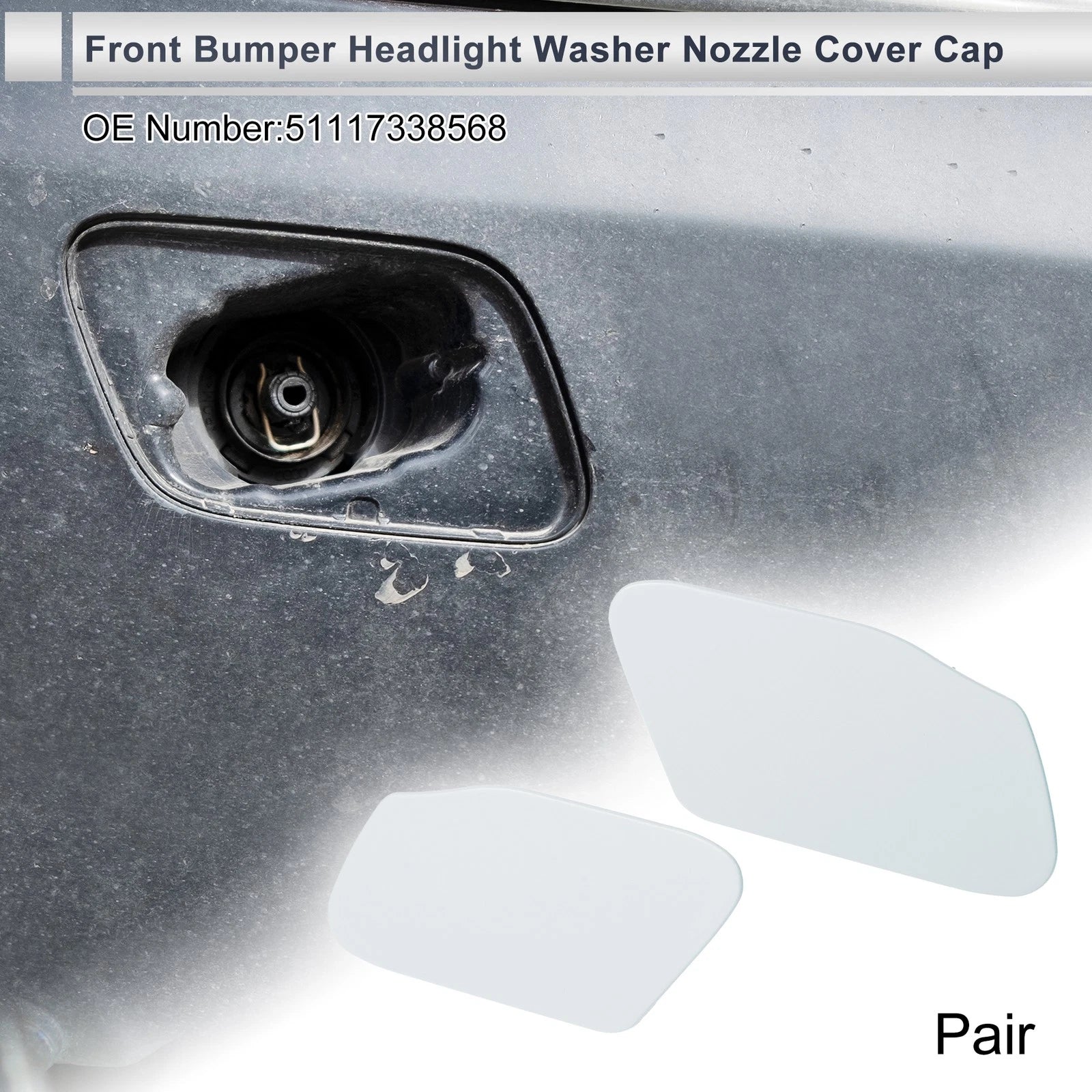 Washer Nozzle Cover Cap Set of 2 No. 51117338568 for BMW X3 (Unpainted)