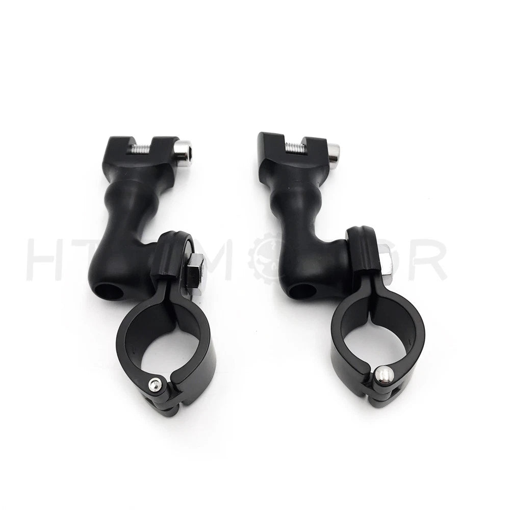 Black Short Angled Highway Peg Mounting for 1-1/4" Engine Guard