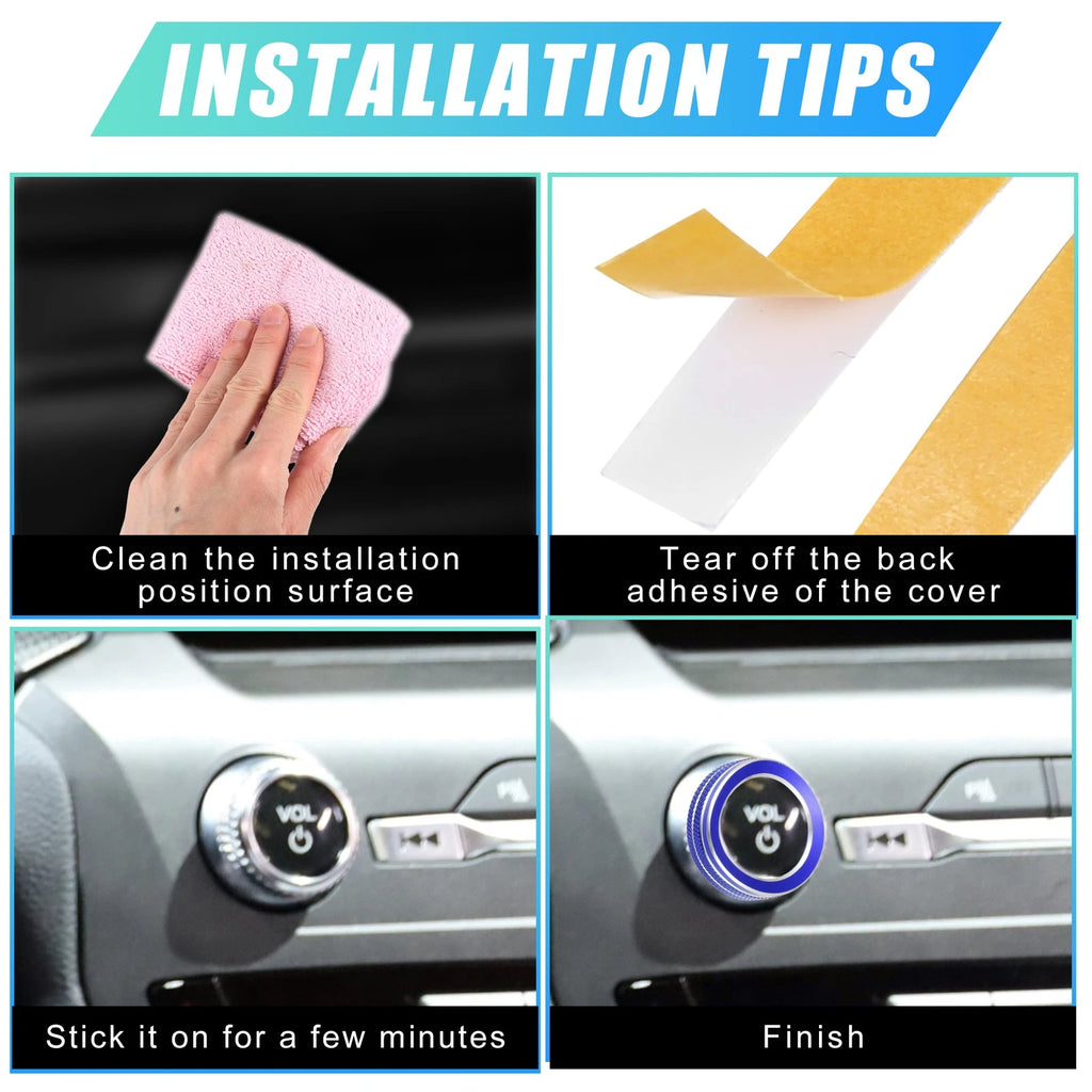 Set of 2 Headlight Switch Knob Covers for Ford Explorer (2020–2022) Blue Aluminum Alloy