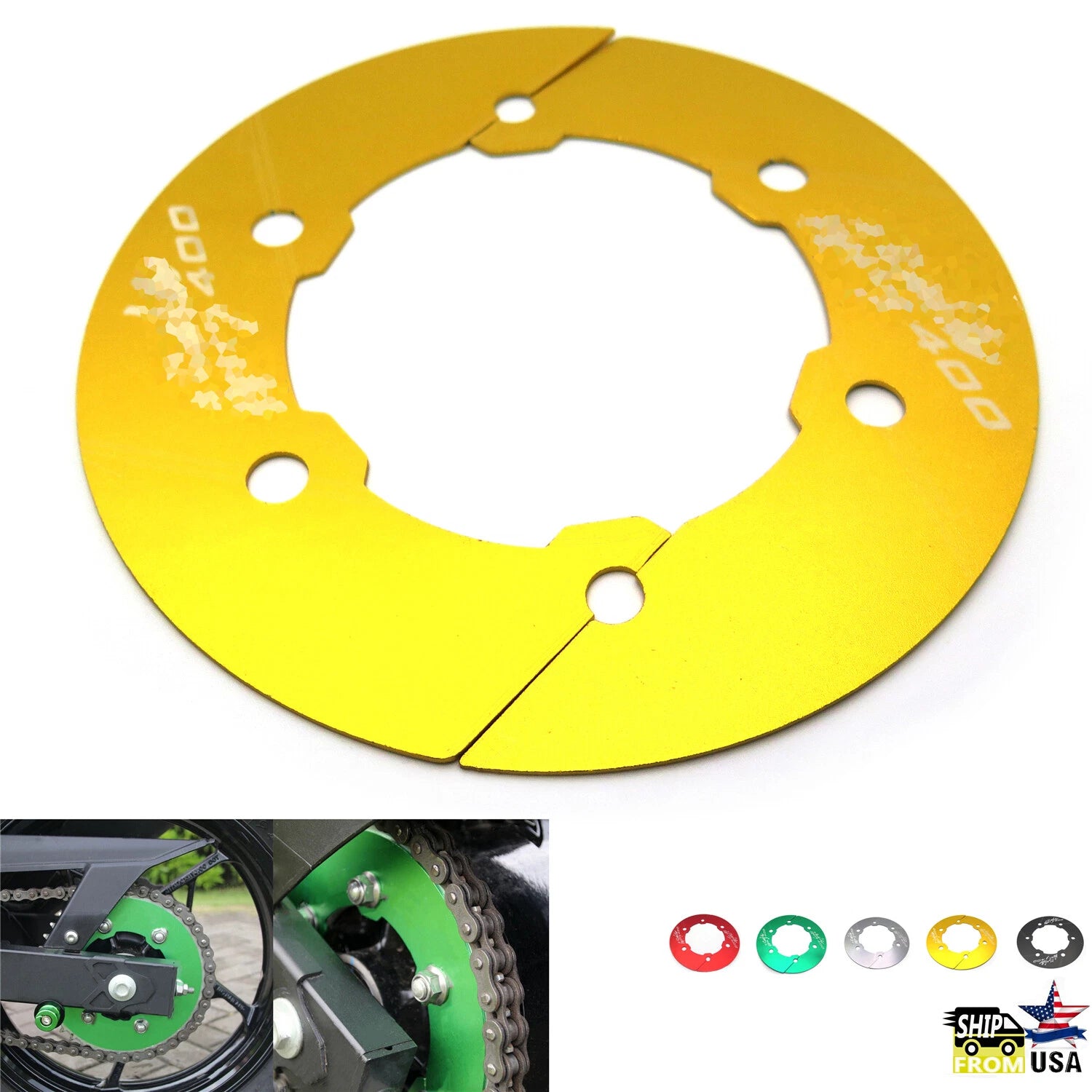 CNC Sprocket Chain Guard Cover for Kawasaki Ninja 400 (2017–2020) Gold