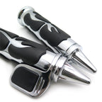 Chrome Flame Spike Handle Bar Grip 7/8" for Honda Suzuki Kawasaki