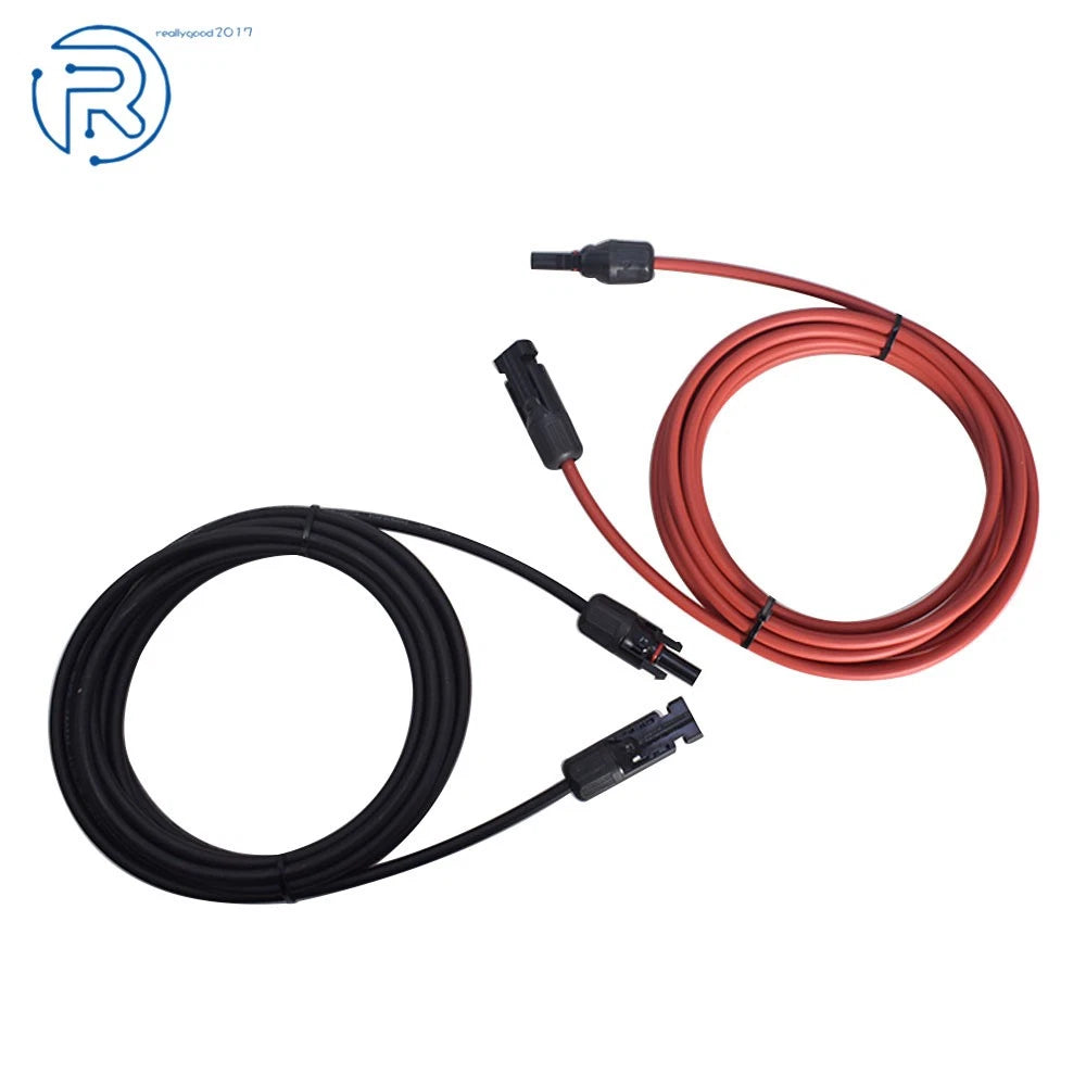 1 Pair 12AWG Solar Panel Extension Cable for Universal Use (15 FT)