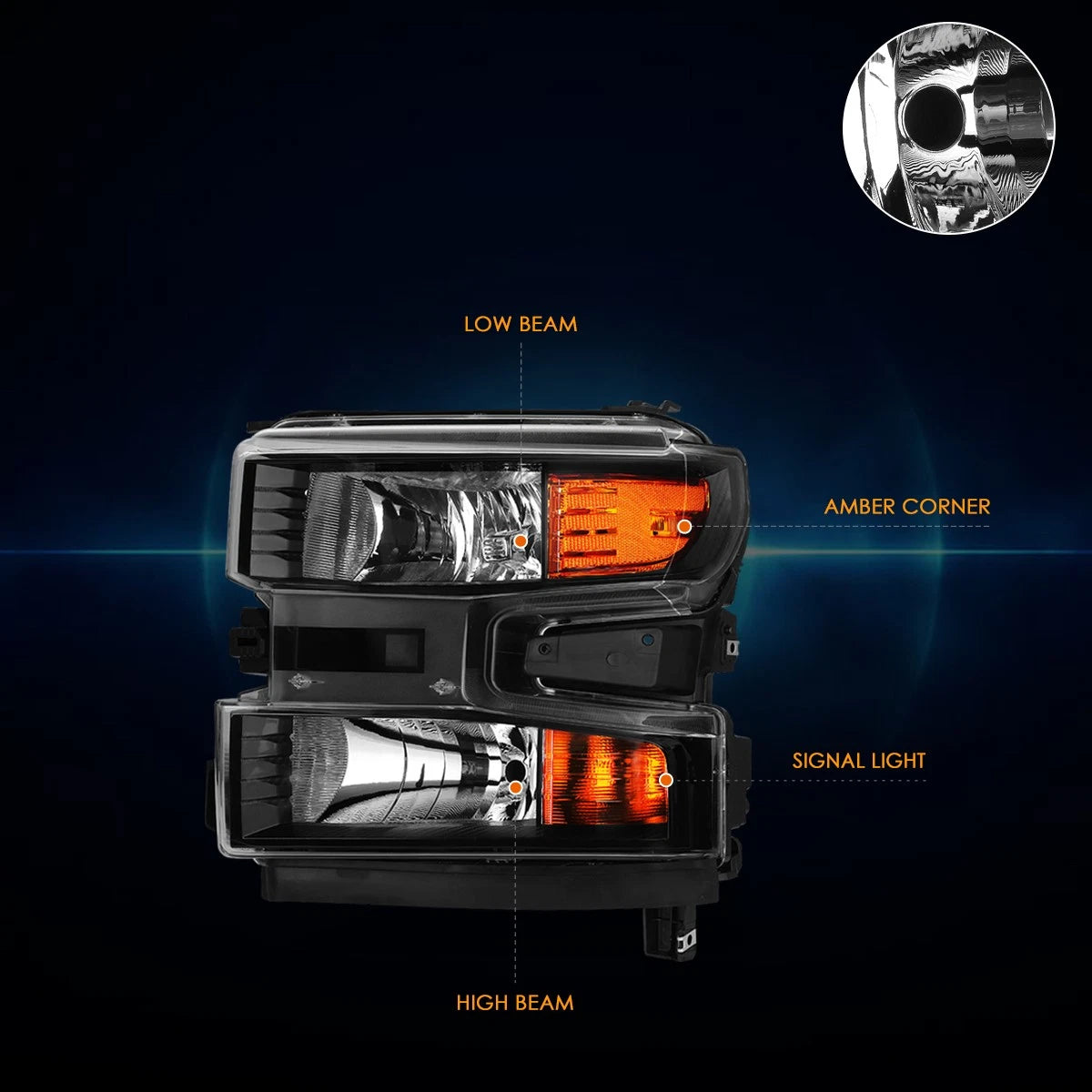 Amber Corner Headlights for Silverado 1500 WT/Custom Trail Boss (2019–2024)