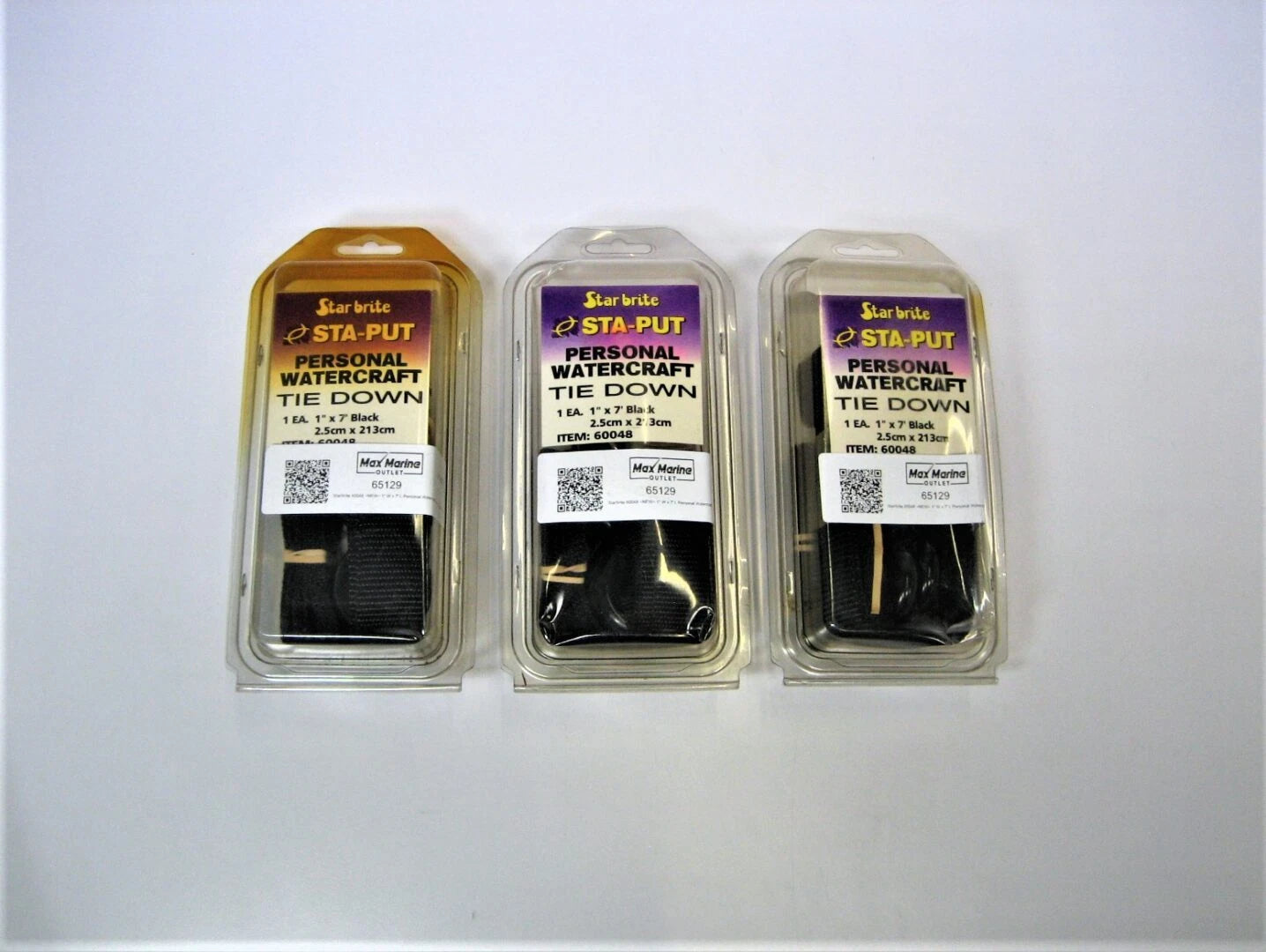 Set of 3 Tie Down Straps for Personal Watercraft (1" W x 7' L)