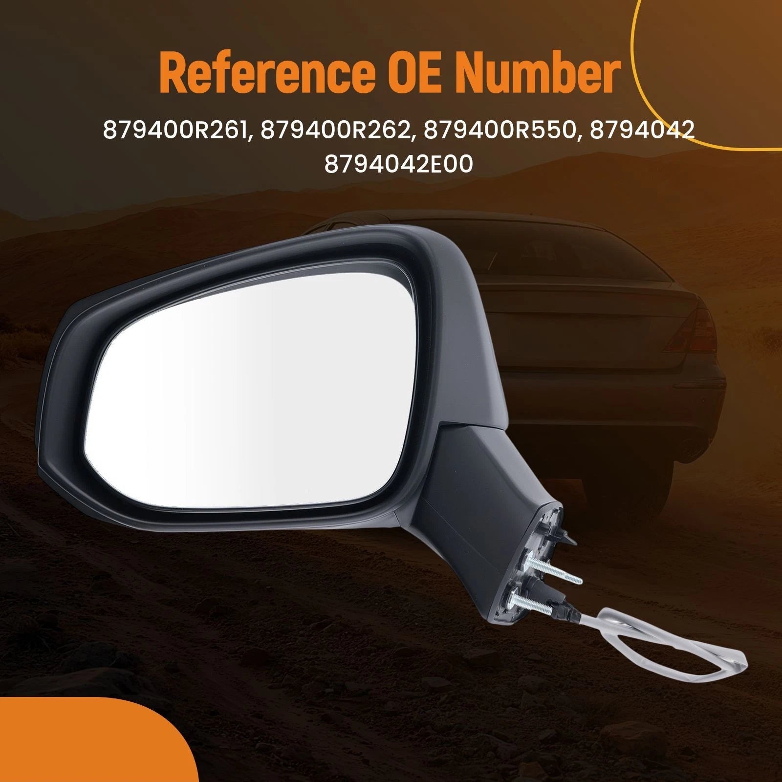 Driver Side Mirror for Toyota RAV4 (2019–2025) Power Black 3Pin TO1320387