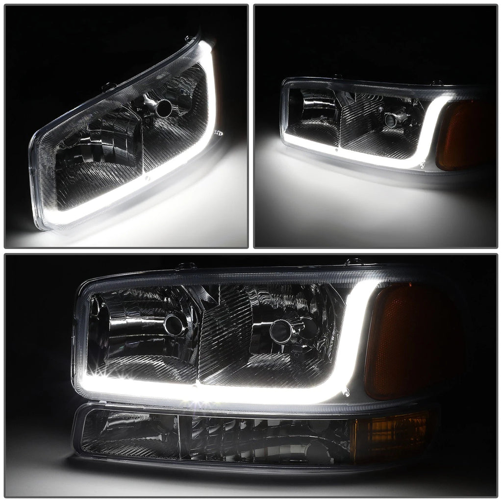 LED DRL Bar Chrome/Amber Headlight Bumper Lamp for GMC Sierra (1999–2007)