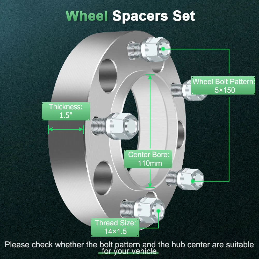 Set of 4 Wheel Spacers 1.5" Hubcentric for Toyota Sequoia Tundra (2008–2021)