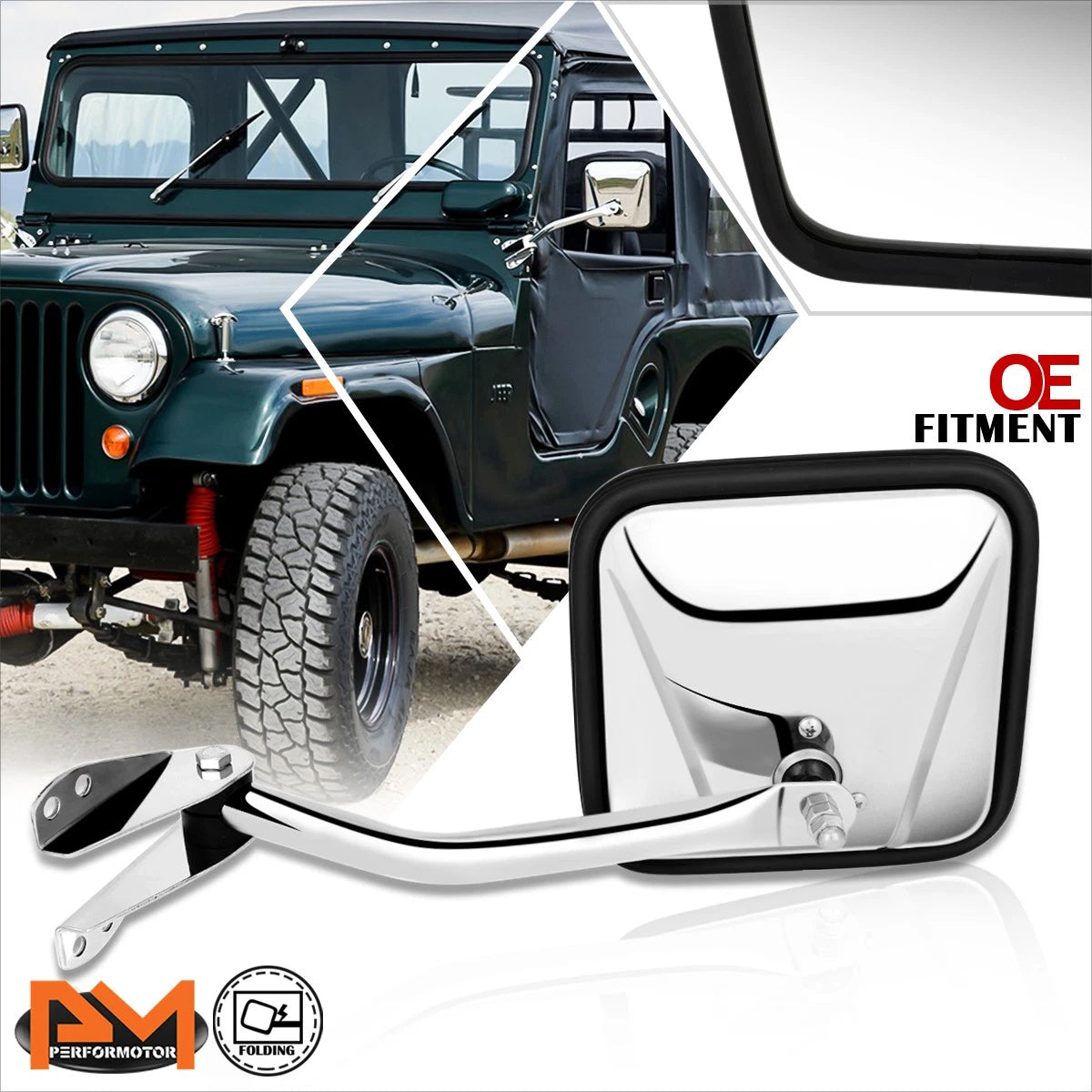 OE Style Manual Side Rear View Door Mirror Left for Jeep CJ3/CJ5/CJ6/CJ7 (1960–1986)