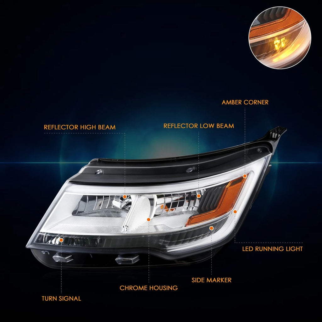 Left Side LED DRL Headlight Lamp for Ford Explorer (2016–2018)