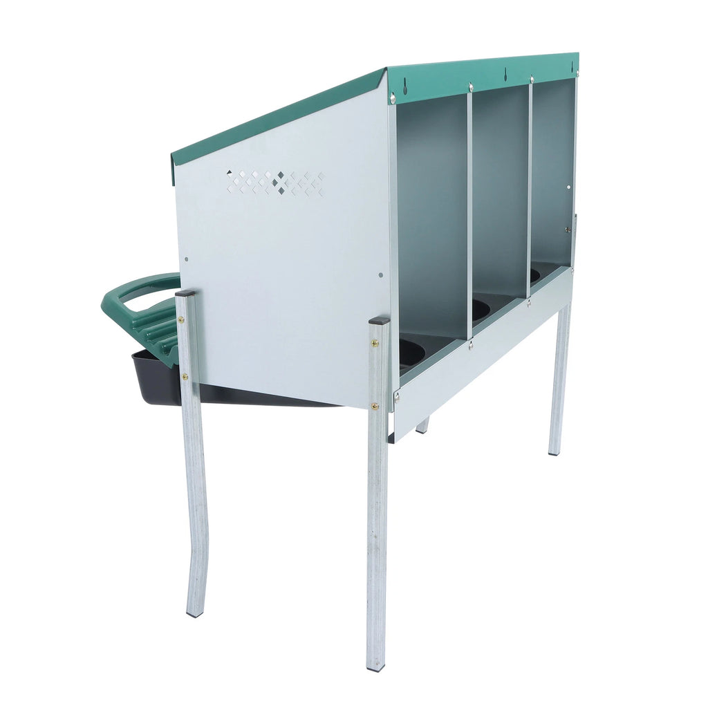 3 Hole Chicken Nesting Box with Metal Legs for Chickens (Roll Away)