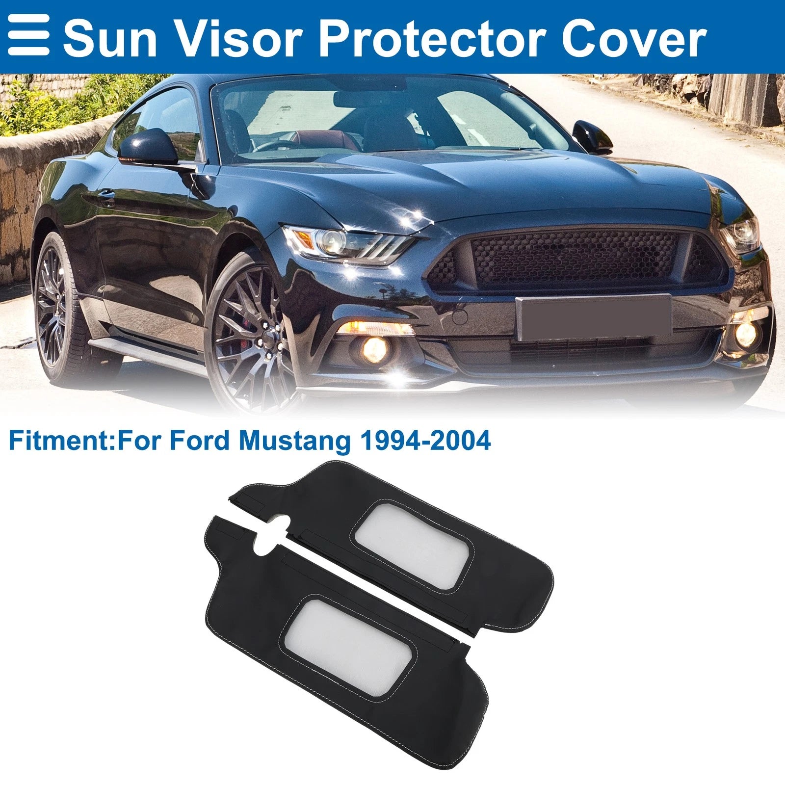 Sun Visor Cover Set for Ford Mustang (1994–2004) Left & Right Side Black Gray