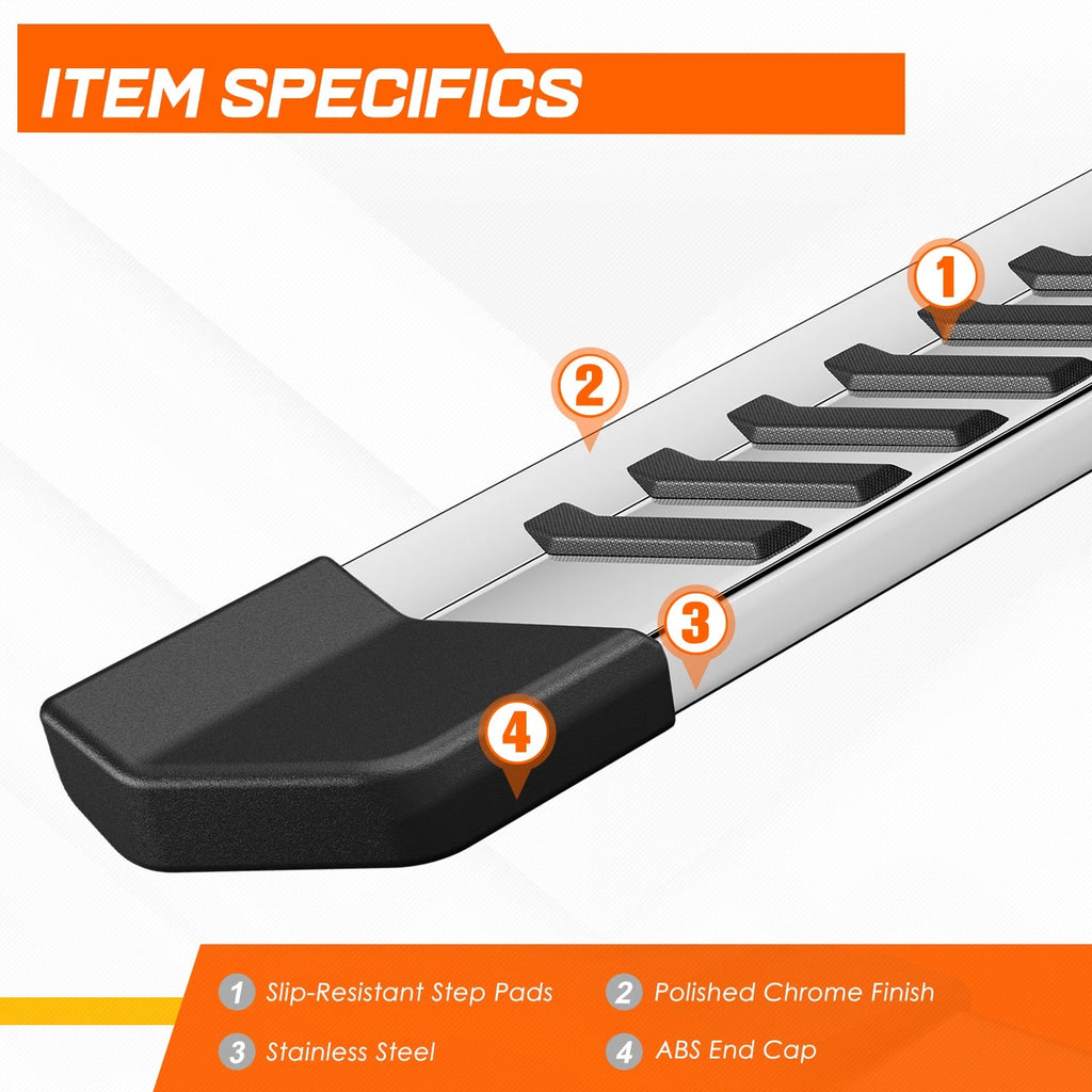 Set of 2 Chrome Step Nerf Bars for Ford F150/F250/F350 Crew Cab (2015–2021)