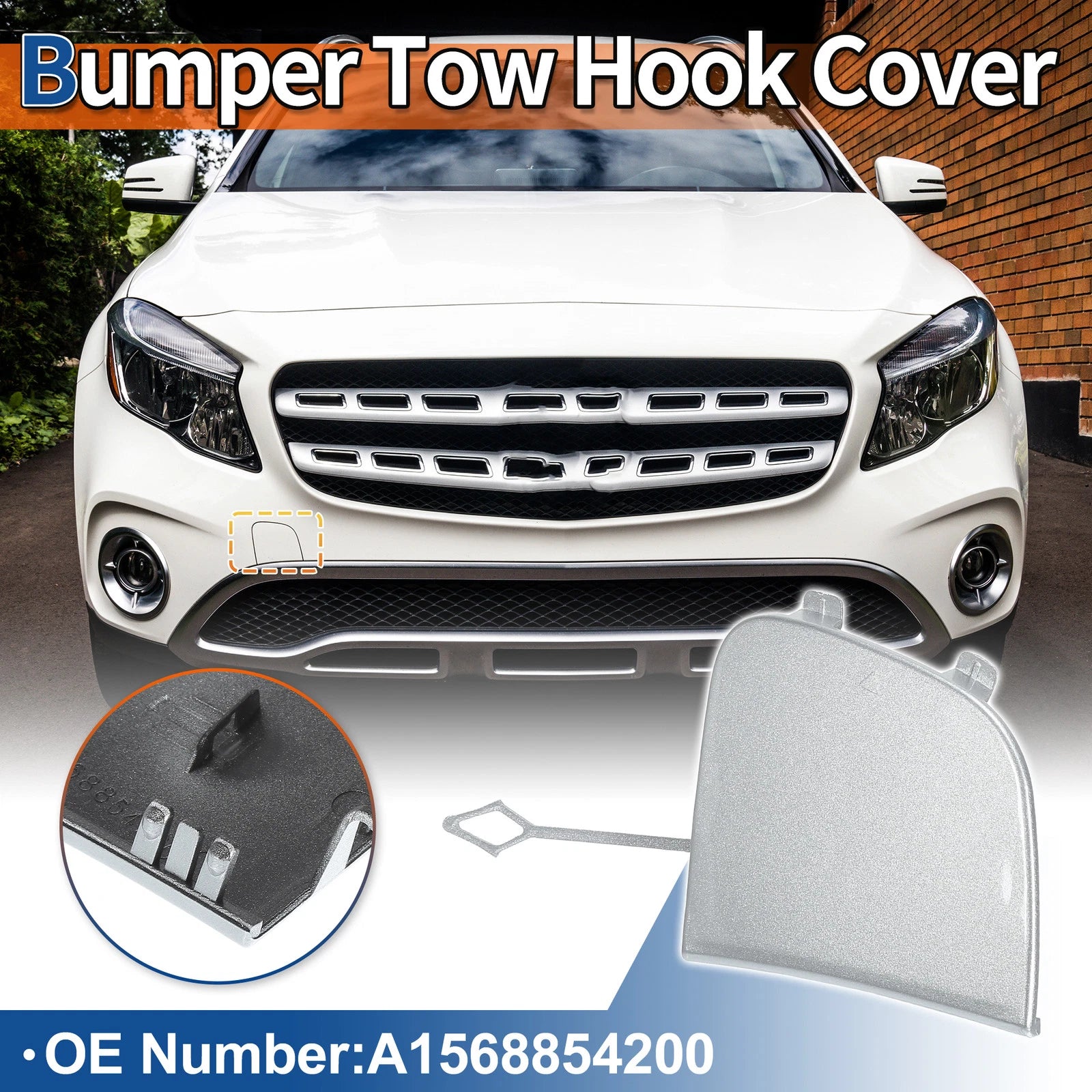 Tow Hook Cover for Mercedes-Benz GLA (2015–2020) No.A1568854200 Silver Tone
