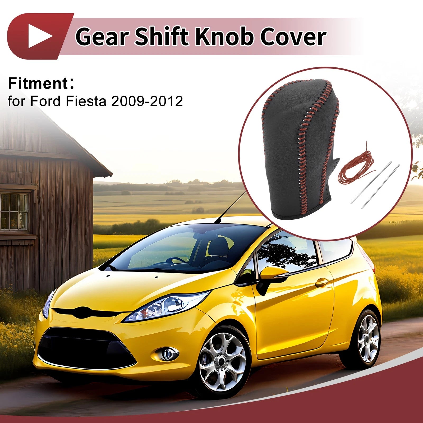 Gear Shift Knob Cover for Ford Fiesta (2009–2012) Black Brown