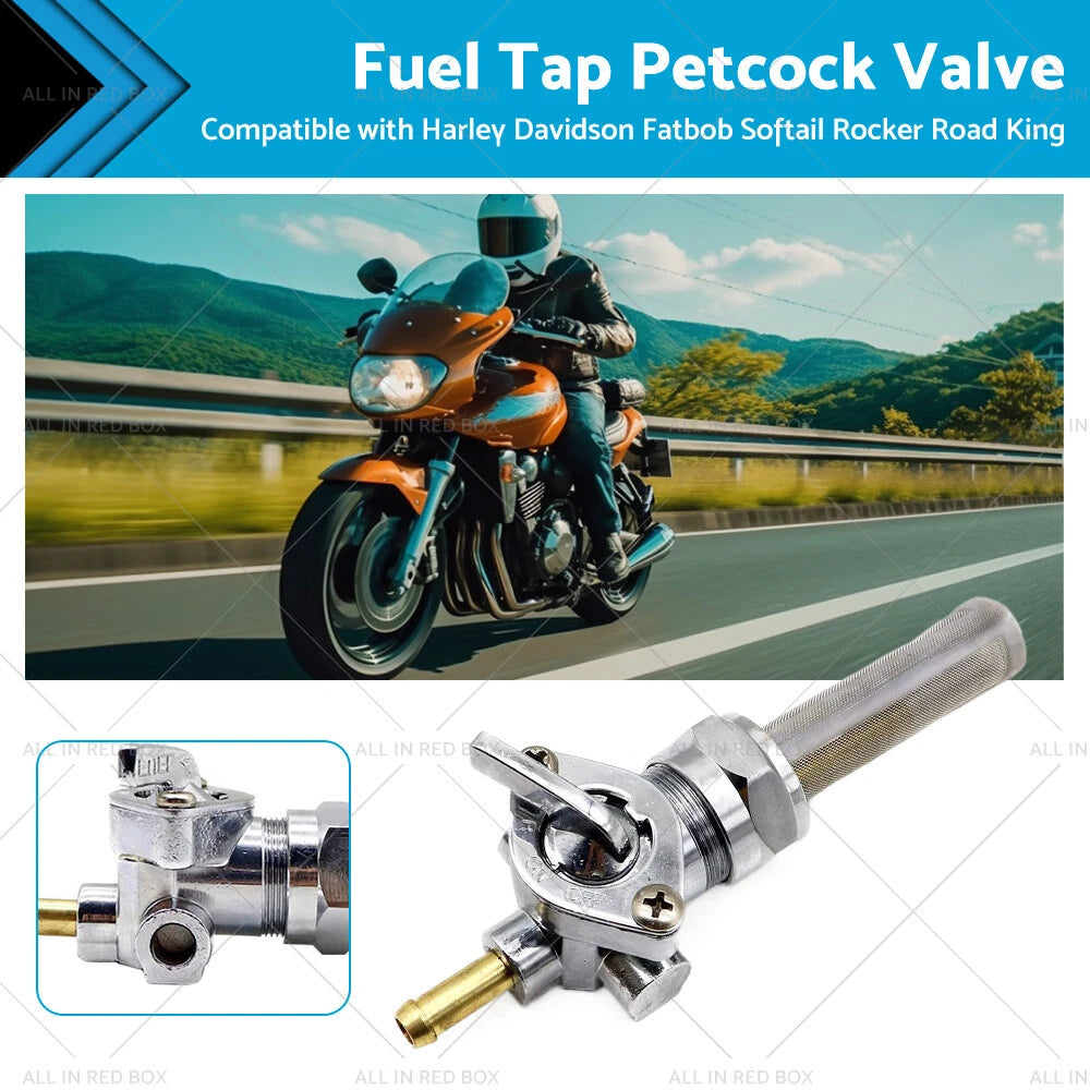 22mm Petcock Fuel Tap Valve for Harley Davidson Fatboy Softail (1990–2023)