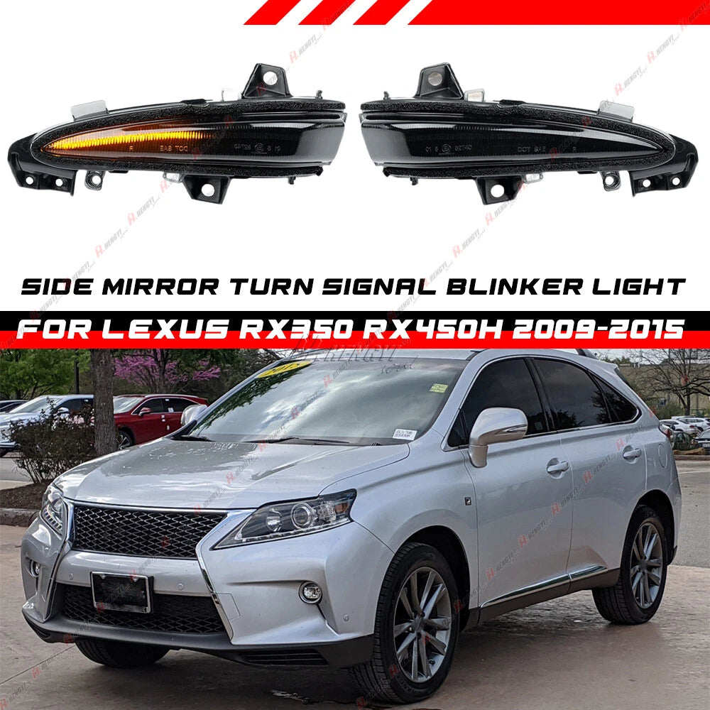 Smoked Sequential LED Side Mirror Turn Signal Light for Lexus RX450H RX350 (2009–2015)